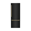 ZLINE 30 in. Autograph Edition 16.1 cu. ft. Built-in 2-Door Bottom Freezer Refrigerator with Internal Water and Ice Dispenser in Black Stainless Steel with Champagne Bronze Accents (RBIVZ-BS-30-CB)