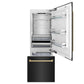 ZLINE 30 in. Autograph Edition 16.1 cu. ft. Built-in 2-Door Bottom Freezer Refrigerator with Internal Water and Ice Dispenser in Black Stainless Steel with Champagne Bronze Accents (RBIVZ-BS-30-CB)