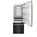 ZLINE 30 in. Autograph Edition 16.1 cu. ft. Built-in 2-Door Bottom Freezer Refrigerator with Internal Water and Ice Dispenser in Black Stainless Steel with Champagne Bronze Accents (RBIVZ-BS-30-CB)