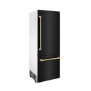 ZLINE 30 in. Autograph Edition 16.1 cu. ft. Built-in 2-Door Bottom Freezer Refrigerator with Internal Water and Ice Dispenser in Black Stainless Steel with Champagne Bronze Accents (RBIVZ-BS-30-CB)
