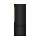 ZLINE 30 in. Autograph Edition 16.1 cu. ft. Built-in 2-Door Bottom Freezer Refrigerator with Internal Water and Ice Dispenser in Black Stainless Steel with Polished Gold Accents (RBIVZ-BS-30-G)