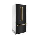 ZLINE 36 in. Autograph Edition 19.6 cu. ft. Built-in 2-Door Bottom Freezer Refrigerator with Internal Water and Ice Dispenser in Black Stainless Steel with Champagne Bronze Accents (RBIVZ-BS-36-CB)