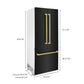 ZLINE 36 in. Autograph Edition 19.6 cu. ft. Built-in 2-Door Bottom Freezer Refrigerator with Internal Water and Ice Dispenser in Black Stainless Steel with Polished Gold Accents (RBIVZ-BS-36-G) - MyBBQDirect