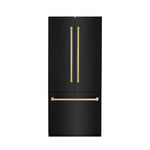 ZLINE 36 in. Autograph Edition 19.6 cu. ft. Built-in 2-Door Bottom Freezer Refrigerator with Internal Water and Ice Dispenser in Black Stainless Steel with Polished Gold Accents (RBIVZ-BS-36-G) - MyBBQDirect