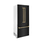 ZLINE 36 in. Autograph Edition 19.6 cu. ft. Built-in 2-Door Bottom Freezer Refrigerator with Internal Water and Ice Dispenser in Black Stainless Steel with Polished Gold Accents (RBIVZ-BS-36-G) - MyBBQDirect