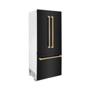 ZLINE 36 in. Autograph Edition 19.6 cu. ft. Built-in 2-Door Bottom Freezer Refrigerator with Internal Water and Ice Dispenser in Black Stainless Steel with Polished Gold Accents (RBIVZ-BS-36-G) - MyBBQDirect
