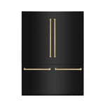 ZLINE 60 in. Autograph Edition 32.2 cu. ft. Built-in 4-Door French Door Refrigerator with Internal Water and Ice Dispenser in Black Stainless Steel with Champagne Bronze Accents (RBIVZ-BS-60-CB) - MyBBQDirect