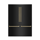 ZLINE 60 in. Autograph Edition 32.2 cu. ft. Built-in 4-Door French Door Refrigerator with Internal Water and Ice Dispenser in Black Stainless Steel with Polished Gold Accents (RBIVZ-BS-60-G)