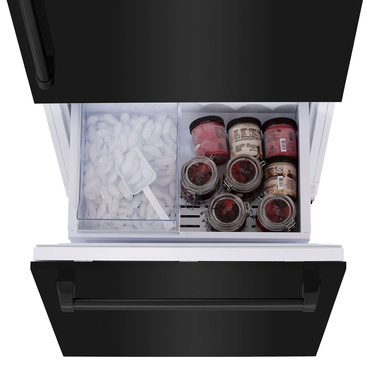 ZLINE 30 in. 16.1 cu. ft. Built-In 2-Door Bottom Freezer Refrigerator with Internal Water and Ice Dispenser in Black Stainless Steel (RBIV-BS-30) - MyBBQDirect