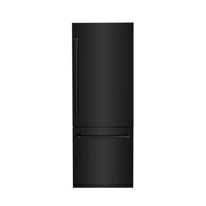 ZLINE 30 in. 16.1 cu. ft. Built-In 2-Door Bottom Freezer Refrigerator with Internal Water and Ice Dispenser in Black Stainless Steel (RBIV-BS-30) - MyBBQDirect