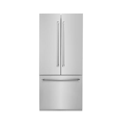 ZLINE 36 in. 19.6 cu. ft. Built-In 3-Door French Door Refrigerator with Internal Water and Ice Dispenser in Stainless Steel (RBIV-304-36) - MyBBQDirect