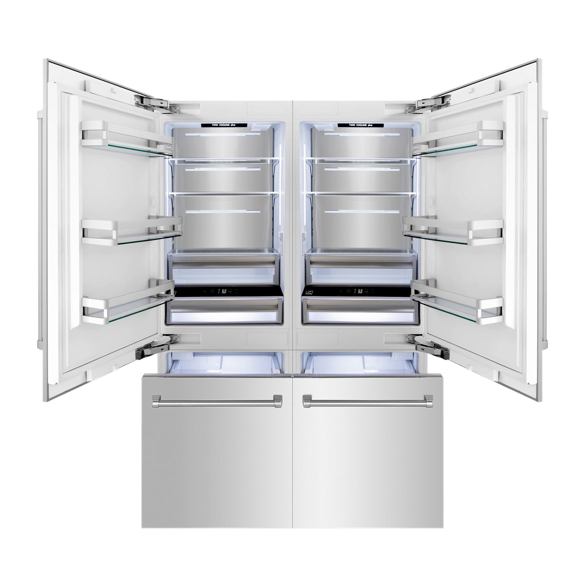 ZLINE 60 in. 32.2 cu. ft. Built-In 4-Door French Door Refrigerator with Internal Water and Ice Dispenser in Stainless Steel (RBIV-304-60) - MyBBQDirect