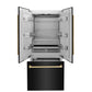 ZLINE 36 in. Autograph Edition 19.6 cu. ft. Built-in 2-Door Bottom Freezer Refrigerator with Internal Water and Ice Dispenser in Black Stainless Steel with Polished Gold Accents (RBIVZ-BS-36-G) - MyBBQDirect