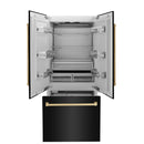 ZLINE 36 in. Autograph Edition 19.6 cu. ft. Built-in 2-Door Bottom Freezer Refrigerator with Internal Water and Ice Dispenser in Black Stainless Steel with Polished Gold Accents (RBIVZ-BS-36-G) - MyBBQDirect