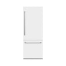 ZLINE 30 in. 16.1 cu. ft. Built-In 2-Door Bottom Freezer Refrigerator with Internal Water and Ice Dispenser in White Matte (RBIV-WM-30)