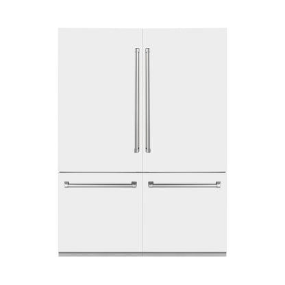 ZLINE 60 in. 32.2 cu. ft. Built-In 4-Door French Door Refrigerator with Internal Water and Ice Dispenser in White Matte (RBIV-WM-60)