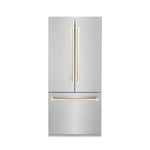 ZLINE 36” Autograph Edition 19.6 cu. ft. Built-in 2-Door Bottom Freezer Refrigerator with Internal Water and Ice Dispenser in Stainless Steel with Polished Gold Accents (RBIVZ-304-36-G) - MyBBQDirect