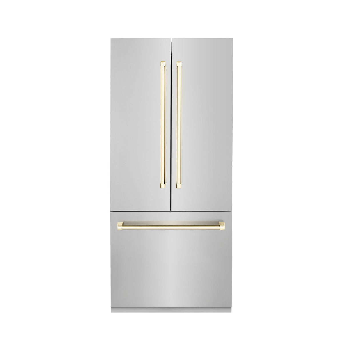 ZLINE 36” Autograph Edition 19.6 cu. ft. Built-in 2-Door Bottom Freezer Refrigerator with Internal Water and Ice Dispenser in Stainless Steel with Polished Gold Accents (RBIVZ-304-36-G) - MyBBQDirect
