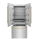 ZLINE 36” Autograph Edition 19.6 cu. ft. Built-in 2-Door Bottom Freezer Refrigerator with Internal Water and Ice Dispenser in Stainless Steel with Polished Gold Accents (RBIVZ-304-36-G) - MyBBQDirect