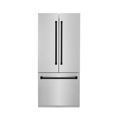 ZLINE 36 in. Autograph Edition 19.6 cu. ft. Built-in 2-Door Bottom Freezer Refrigerator with Internal Water and Ice Dispenser in Stainless Steel with Matte Black Accents (RBIVZ-304-36-MB) - MyBBQDirect