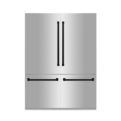 ZLINE 60 in. Autograph Edition 32.2 cu. ft. Built-in 4-Door French Door Refrigerator with Internal Water and Ice Dispenser in Stainless Steel with Matte Black Accents (RBIVZ-304-60-MB) - MyBBQDirect