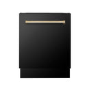 ZLINE Autograph Edition 24 in. 3rd Rack Top Control Tall Tub Dishwasher in Black Stainless Steel with Accent Handle, 51dBa (DWVZ-BS-24) - MyBBQDirect