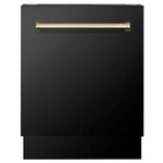 ZLINE Autograph Edition 24 in. 3rd Rack Top Control Tall Tub Dishwasher in Black Stainless Steel with Accent Handle, 51dBa (DWVZ-BS-24) - MyBBQDirect