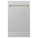 ZLINE 18 in. Autograph Edition Tallac Dishwasher Panel in DuraSnow Stainless Steel with Champagne Bronze Handle (DPVZ-SN-18-CB) - MyBBQDirect