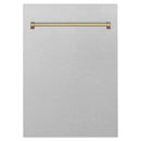 ZLINE 18 in. Autograph Edition Tallac Dishwasher Panel in DuraSnow Stainless Steel with Champagne Bronze Handle (DPVZ-SN-18-CB) - MyBBQDirect