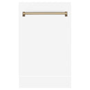 ZLINE 18 in. Autograph Edition Tallac Dishwasher Panel in White Matte with Champagne Bronze Handle (DPVZ-WM-18-CB) - MyBBQDirect