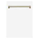 ZLINE 18 in. Autograph Edition Tallac Dishwasher Panel in White Matte with Champagne Bronze Handle (DPVZ-WM-18-CB) - MyBBQDirect