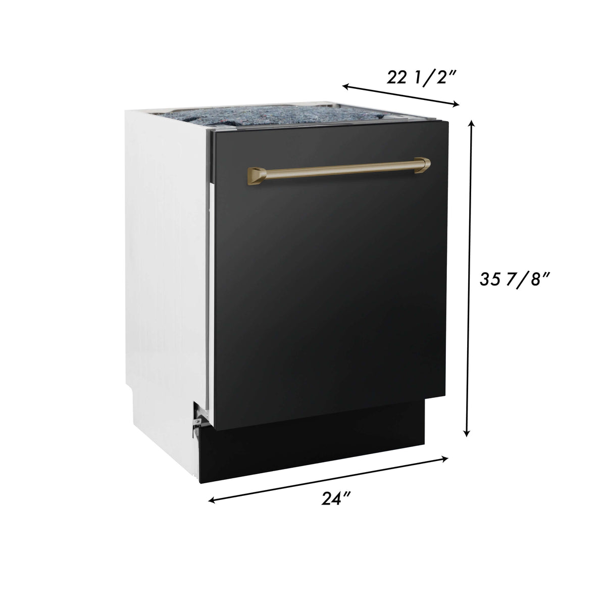 ZLINE 30 in. Autograph Edition Kitchen Package with Black Stainless Steel Dual Fuel Range, Range Hood and Dishwasher with Champagne Bronze Accents (3AKP-RABRHDWV30-CB) - MyBBQDirect