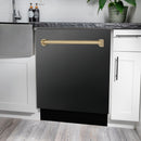 ZLINE Autograph Edition 24 in. 3rd Rack Top Control Tall Tub Dishwasher in Black Stainless Steel with Accent Handle, 51dBa (DWVZ-BS-24) - MyBBQDirect
