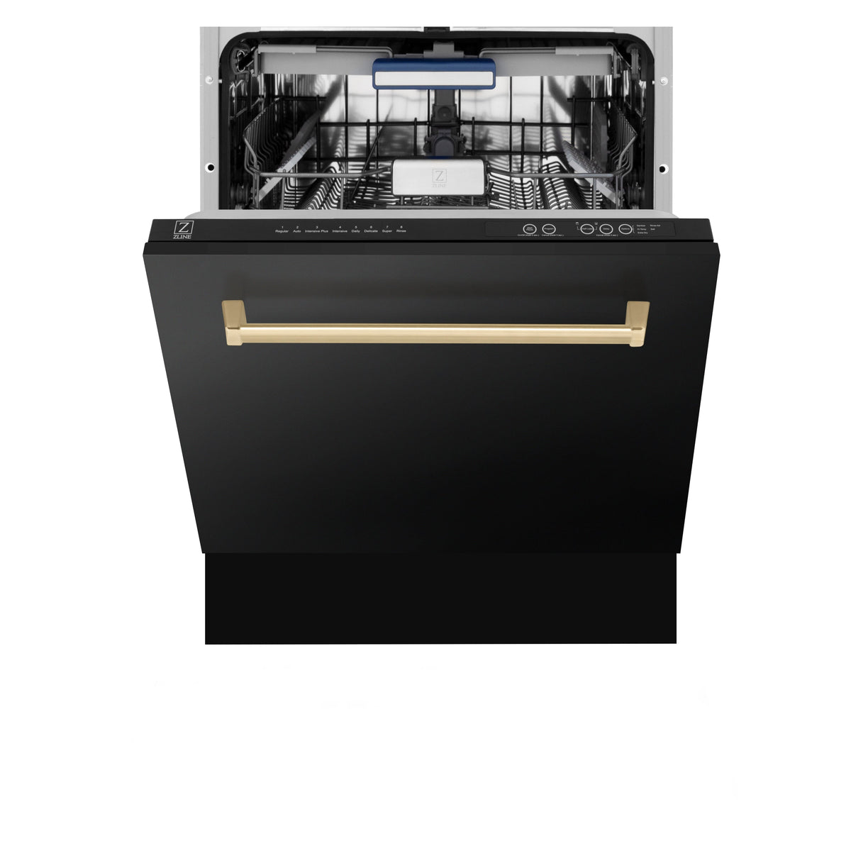 ZLINE Autograph Edition 24 in. 3rd Rack Top Control Tall Tub Dishwasher in Black Stainless Steel with Accent Handle, 51dBa (DWVZ-BS-24) - MyBBQDirect