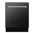 ZLINE Autograph Edition 24 in. 3rd Rack Top Control Tall Tub Dishwasher in Black Stainless Steel with Accent Handle, 51dBa (DWVZ-BS-24) - MyBBQDirect