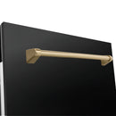 ZLINE 30 in. Autograph Edition Kitchen Package with Black Stainless Steel Dual Fuel Range, Range Hood and Dishwasher with Champagne Bronze Accents (3AKP-RABRHDWV30-CB) - MyBBQDirect