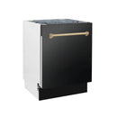 ZLINE 30 in. Autograph Edition Kitchen Package with Black Stainless Steel Dual Fuel Range, Range Hood and Dishwasher with Champagne Bronze Accents (3AKP-RABRHDWV30-CB) - MyBBQDirect