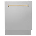 ZLINE Autograph Edition 24 in. 3rd Rack Top Control Tall Tub Dishwasher in Fingerprint Resistant Stainless Steel with Accent Handle, 51dBa (DWVZ-SN-24)