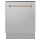 ZLINE Autograph Edition 24 in. 3rd Rack Top Control Tall Tub Dishwasher in Fingerprint Resistant Stainless Steel with Accent Handle, 51dBa (DWVZ-SN-24)