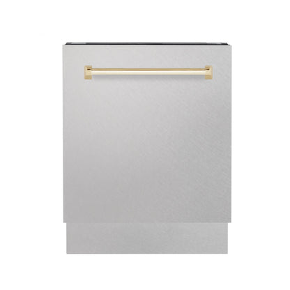 ZLINE Autograph Edition 24 in. 3rd Rack Top Control Tall Tub Dishwasher in Fingerprint Resistant Stainless Steel with Accent Handle, 51dBa (DWVZ-SN-24)