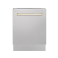 ZLINE Autograph Edition 24 in. 3rd Rack Top Control Tall Tub Dishwasher in Fingerprint Resistant Stainless Steel with Accent Handle, 51dBa (DWVZ-SN-24)