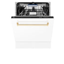 ZLINE Autograph Edition 24 in. 3rd Rack Top Control Tall Tub Dishwasher in White Matte with Accent Handle, 51dBa (DWVZ-WM-24) - MyBBQDirect