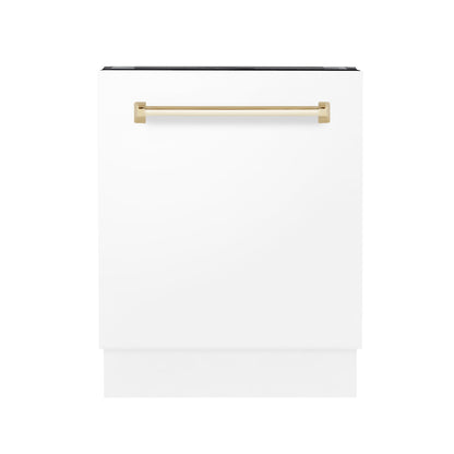 ZLINE Autograph Edition 24 in. 3rd Rack Top Control Tall Tub Dishwasher in White Matte with Accent Handle, 51dBa (DWVZ-WM-24) - MyBBQDirect