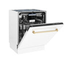 ZLINE Autograph Edition 24 in. 3rd Rack Top Control Tall Tub Dishwasher in White Matte with Accent Handle, 51dBa (DWVZ-WM-24) - MyBBQDirect