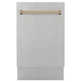 ZLINE Autograph Edition 18” Compact 3rd Rack Top Control Dishwasher in Stainless Steel with Accent Handle, 51dBa (DWVZ-304-18)