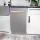 ZLINE Autograph Edition 18” Compact 3rd Rack Top Control Dishwasher in Stainless Steel with Accent Handle, 51dBa (DWVZ-304-18)
