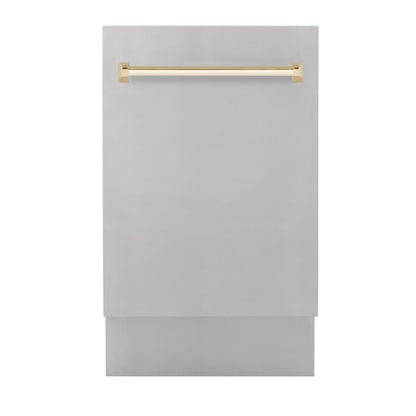 ZLINE Autograph Edition 18” Compact 3rd Rack Top Control Dishwasher in Stainless Steel with Accent Handle, 51dBa (DWVZ-304-18)