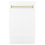 ZLINE Autograph Edition 18” Compact 3rd Rack Top Control Dishwasher in White Matte with Accent Handle, 51dBa (DWVZ-WM-18) - MyBBQDirect