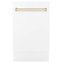 ZLINE Autograph Edition 18” Compact 3rd Rack Top Control Dishwasher in White Matte with Accent Handle, 51dBa (DWVZ-WM-18) - MyBBQDirect
