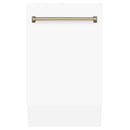 ZLINE Autograph Edition 18” Compact 3rd Rack Top Control Dishwasher in White Matte with Accent Handle, 51dBa (DWVZ-WM-18) - MyBBQDirect